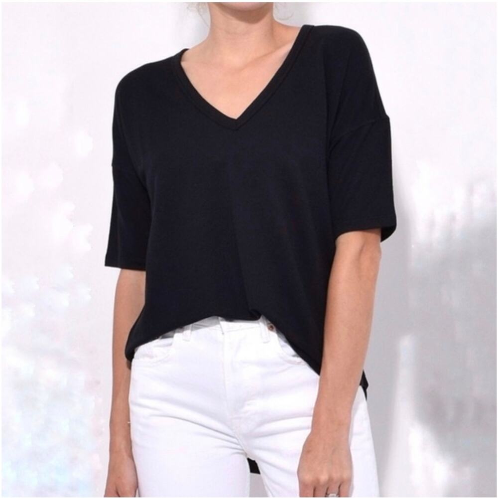 rag & bone Phoenix Vee Jersey V Neck Tee Black M - Picture 5 of 14